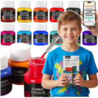 Pltb Zestaw Farb Do Tkanin Ubrań Wielokolorowy Diy Prezent 12X25Ml Farby Do Ubrań Dla Dzieci Prezent Dla Córki Syna Na Święta + Ebook-1 Pltb Zestaw Farb Do Tkanin Ubrań Wielokolorowy Diy Prezent 12X25Ml Farby Do Ubrań Dla Dzieci Prezent Dla Córki Syna Na Święta + Ebook-1