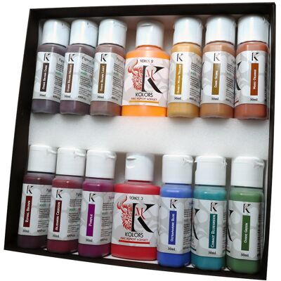 Inny producent Zestaw farb Kimera Kolors Pure Pigment Acrylics Expansion Set Colors of Nature, 14x30ml Inny producent Zestaw farb Kimera Kolors Pure Pigment Acrylics Expansion Set Colors of Nature, 14x30ml