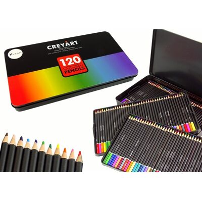 Import LEANToys Zestaw kredek artystycznych w metalowym pojemniku, 120 sztuk Import LEANToys Zestaw kredek artystycznych w metalowym pojemniku, 120 sztuk