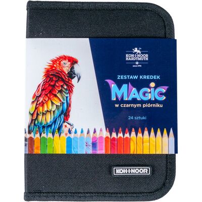 Koh-I-Noor Zestaw kredek Magic w czarnym piórniku, 24 sztuki Koh-I-Noor Zestaw kredek Magic w czarnym piórniku, 24 sztuki