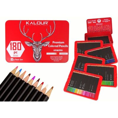 Lean Toys Zestaw kredek profesjonalnych Premium Soft Touch Expert w metalowej puszce, 180 szt Lean Toys Zestaw kredek profesjonalnych Premium Soft Touch Expert w metalowej puszce, 180 szt