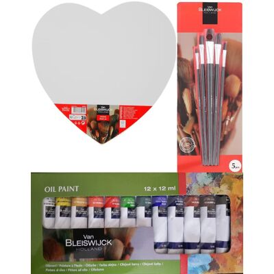 ZDTRADING Zestaw Malarski 18W1 Farby Olejne Pędzle Płótno Serce 29 Cm Dla Zakochanych ZDTRADING Zestaw Malarski 18W1 Farby Olejne Pędzle Płótno Serce 29 Cm Dla Zakochanych