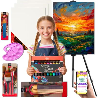 Pltb ZESTAW MALARSKI ARTYSTYCZNY DO MALOWANIA PREZENT Farby Akrylowe 20×30 ml + Płótna + Sztaluga + Pędzle + EBOOK Pltb ZESTAW MALARSKI ARTYSTYCZNY DO MALOWANIA PREZENT Farby Akrylowe 20×30 ml + Płótna + Sztaluga + Pędzle + EBOOK