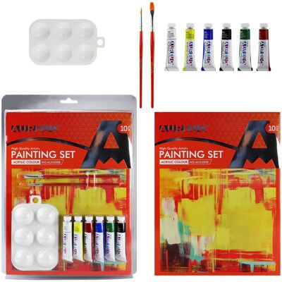 Zestaw Malarski dla Dzieci Phoenix - Farby Akrylowe 6x12 ml, Pędzle, Paleta, Blok Kompletny Zestaw do Malowania i Nauki Sztuki Zestaw Malarski dla Dzieci Phoenix - Farby Akrylowe 6x12 ml, Pędzle, Paleta, Blok Kompletny Zestaw do Malowania i Nauki Sztuki
