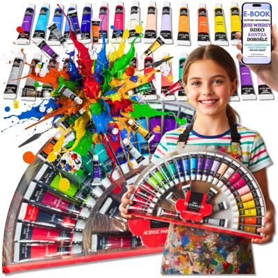 Pltb ZESTAW MALARSKI Farby Akrylowe Do Malowania 30×12 ml Zestaw Farb Artystyczny Prezent Dla Dziewczynki Córki Wnuczki Syna + EBOOK-2 Pltb ZESTAW MALARSKI Farby Akrylowe Do Malowania 30×12 ml Zestaw Farb Artystyczny Prezent Dla Dziewczynki Córki Wnuczki Syna + EBOOK-2