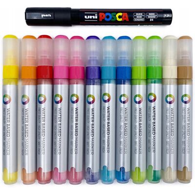 Zestaw markerów dekoracyjnych MTN 3mm + POSCA-5M z farbą plakatową 12+1 Zestaw markerów dekoracyjnych MTN 3mm + POSCA-5M z farbą plakatową 12+1