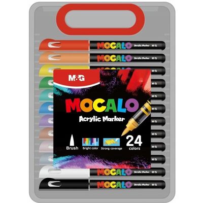 Zestaw Markery akrylowe pędzelkowe Mocalo 24 kolory M&G Zestaw Markery akrylowe pędzelkowe Mocalo 24 kolory M&G