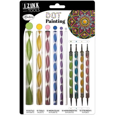 Mondial Tissus - Zestaw narzędzi do Dot Painting - 10 narzędzi, 14 końcówek Mondial Tissus - Zestaw narzędzi do Dot Painting - 10 narzędzi, 14 końcówek