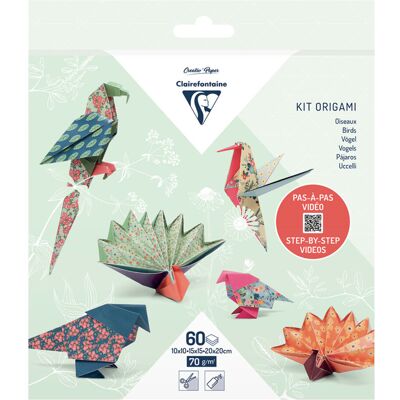 Zestaw Origami Clairefontaine, 60 kartek, 3 rozmiary - Dekoracje ptaków - Wielokolorowe - Opakowanie 5 Zestaw Origami Clairefontaine, 60 kartek, 3 rozmiary - Dekoracje ptaków - Wielokolorowe - Opakowanie 5