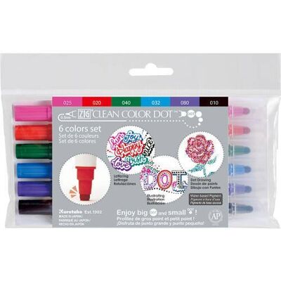 KURETAKE Zestaw Pisaków Clean Color Dot 6 Szt. Zig KURETAKE Zestaw Pisaków Clean Color Dot 6 Szt. Zig
