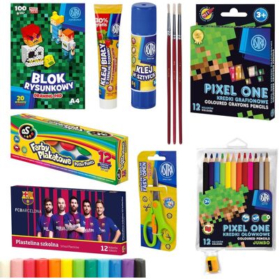 Wyprawka szkolna dla chłopca Astra S, Pixel One, FC Barcelona 12 elementów Wyprawka szkolna dla chłopca Astra S, Pixel One, FC Barcelona 12 elementów