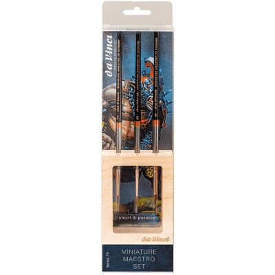 DaVinci Zestaw trzech pędzli naturalnych Miniature Maestro seria 76 ze stojakiem, Da Vinci DaVinci Zestaw trzech pędzli naturalnych Miniature Maestro seria 76 ze stojakiem, Da Vinci