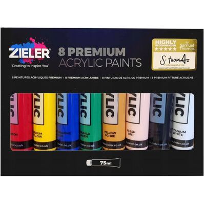 ZIELER Farby akrylowe Premium 8 kolorów x 75 ml ZIELER Farby akrylowe Premium 8 kolorów x 75 ml