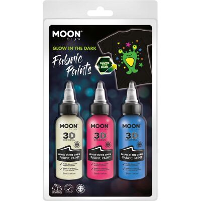 ABC Farbki Do Tkanin Ubrań Koszulek 3x30ml Glow Dark Farby Bezbarwna Niebieska ABC Farbki Do Tkanin Ubrań Koszulek 3x30ml Glow Dark Farby Bezbarwna Niebieska