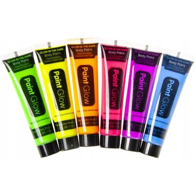ABC Farbki Do Twarzy Ciała Świecące Ciemności 6x25ml ABC Farbki Do Twarzy Ciała Świecące Ciemności 6x25ml