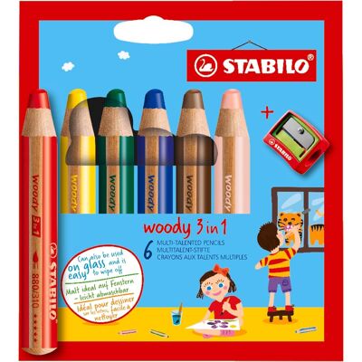 Kredki Akwarelowe Stabilo Woody 3 W 1 Dla Dzieci 6 Kolorów + Temperówka Kredki Akwarelowe Stabilo Woody 3 W 1 Dla Dzieci 6 Kolorów + Temperówka