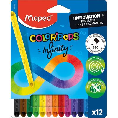 Kredki Maped Color'Peps Infinity Bez Ostrzenia 12 Szt. Ergonomiczne Kredki Maped Color'Peps Infinity Bez Ostrzenia 12 Szt. Ergonomiczne
