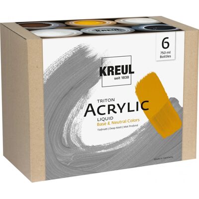 Kreul Triton Acrylic Liquid – Zestaw Base & Neutral Colors, 6 × 750 Ml Kreul Triton Acrylic Liquid – Zestaw Base & Neutral Colors, 6 × 750 Ml