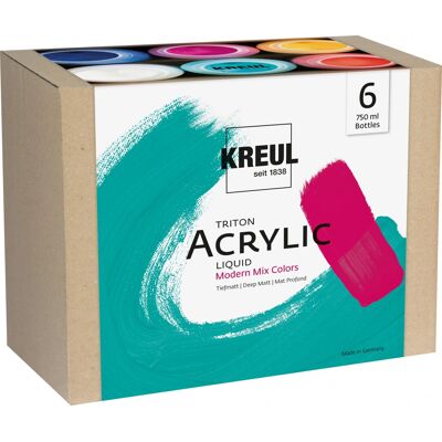 Kreul Triton Acrylic Liquid – Zestaw Modern Mix Colors, 6 × 750 Ml Kreul Triton Acrylic Liquid – Zestaw Modern Mix Colors, 6 × 750 Ml