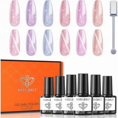 Inny producent Lakier Żelowy 6 Sztuk Uv Magnetyczny Cat Eye Brokat Długotrwały Zestaw Inny producent Lakier Żelowy 6 Sztuk Uv Magnetyczny Cat Eye Brokat Długotrwały Zestaw