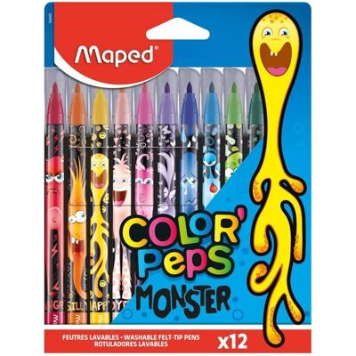 Maped Color Peps Pisaki Filcowe Potwory 12 Sztuk Zmywalne Maped Color Peps Pisaki Filcowe Potwory 12 Sztuk Zmywalne