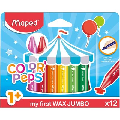 Maped Kredki Świecowe Color'Peps Wax Jumbo 12 Sztuk Trójkątne Ergonomiczne Maped Kredki Świecowe Color'Peps Wax Jumbo 12 Sztuk Trójkątne Ergonomiczne