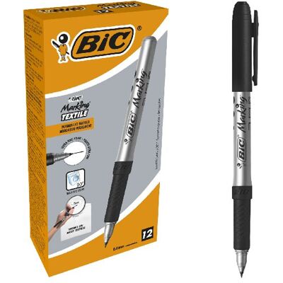 Marker Do Tekstyliów Czarny 0.9 Mm, Marking Textile 12 Szt., Bic Marker Do Tekstyliów Czarny 0.9 Mm, Marking Textile 12 Szt., Bic