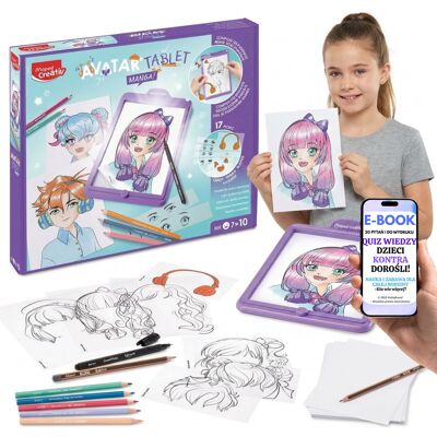 Maped Podświetlana Tablica Do Tworzenia Awatarów Manga Prezent Dla Dziewczynki + E-Book-2 Maped Podświetlana Tablica Do Tworzenia Awatarów Manga Prezent Dla Dziewczynki + E-Book-2