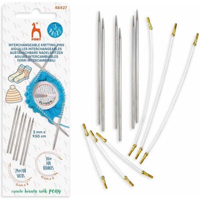 Pony Wymienne Druty Aluminiowe 3 Mm Z Kablami 24-30 Cm Do Robótek Pony Wymienne Druty Aluminiowe 3 Mm Z Kablami 24-30 Cm Do Robótek