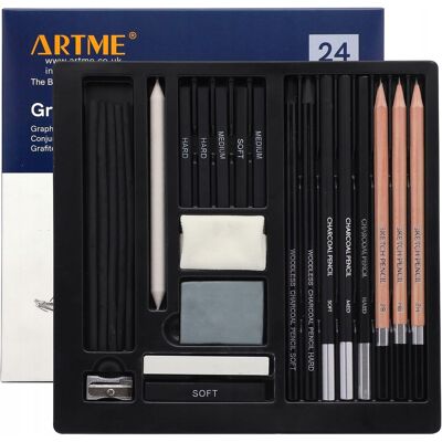 Inny producent Szkicowy Zestaw Grafitowy 24 Sztuki Kompletny Rysowanie Artystyczne Inny producent Szkicowy Zestaw Grafitowy 24 Sztuki Kompletny Rysowanie Artystyczne