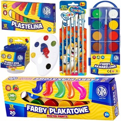 Wyprawka Szkolna Farby Plakatowe Plastelina Pędzelki Astra Wyprawka Szkolna Farby Plakatowe Plastelina Pędzelki Astra