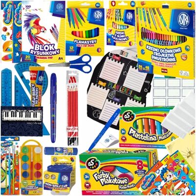 Wyprawka Szkolna Xxxl Kredki Plastelina Astra Farby Bloki Zeszyty + Y Wyprawka Szkolna Xxxl Kredki Plastelina Astra Farby Bloki Zeszyty + Y