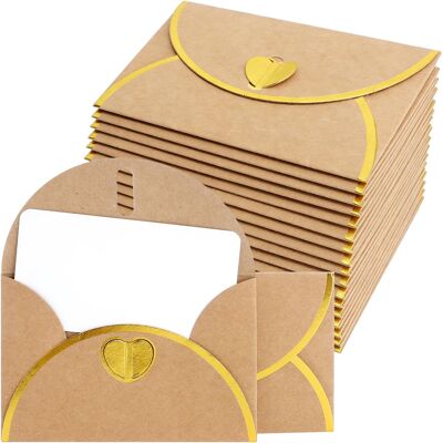 Inny producent Zestaw 15 Mini Kopert Kraft Z Kartkami Złote Tłoczenie Diy Zaproszenia Inny producent Zestaw 15 Mini Kopert Kraft Z Kartkami Złote Tłoczenie Diy Zaproszenia