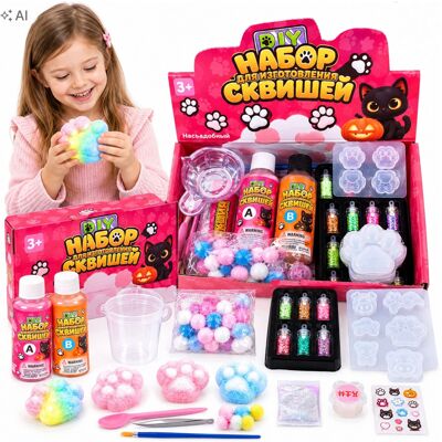 Inny producent Zestaw Do Robienia Gniotków Kocia Łapa Diy Żel Ozdoby Slime Brokat Prezent Inny producent Zestaw Do Robienia Gniotków Kocia Łapa Diy Żel Ozdoby Slime Brokat Prezent
