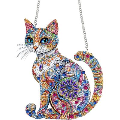 TRS Zestaw Malowania Diamentowego Kot Wisiorek Dekoracja Okno Dom Ogród 20x20cm TRS Zestaw Malowania Diamentowego Kot Wisiorek Dekoracja Okno Dom Ogród 20x20cm