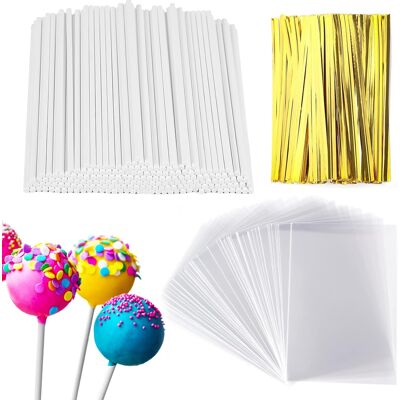 Inny producent Zestaw Papierowych Patyczków Do Ciast Lizaków I Torebek Na Słodycze Biały Inny producent Zestaw Papierowych Patyczków Do Ciast Lizaków I Torebek Na Słodycze Biały
