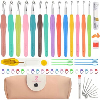 TRS Zestaw Szydełek Moseem 54 Szt Ergonomiczne Gumowe Z Etui I Akcesoriami TRS Zestaw Szydełek Moseem 54 Szt Ergonomiczne Gumowe Z Etui I Akcesoriami