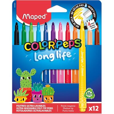 Zmywalne Flamastry Maped Color Pep'S Long Life 12 Szt. Dla Dzieci Zmywalne Flamastry Maped Color Pep'S Long Life 12 Szt. Dla Dzieci