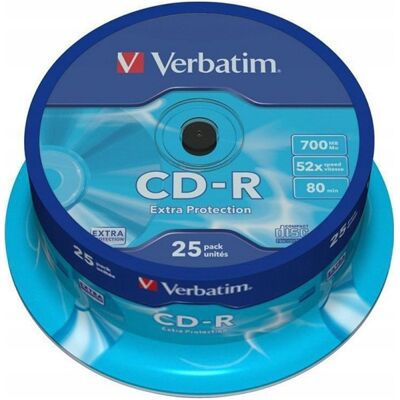 Inny producent Cd-R Verbatim 52x 700mb Extra Protection (Cake 25) Inny producent Cd-R Verbatim 52x 700mb Extra Protection (Cake 25)