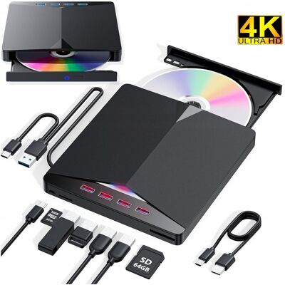 Inny producent NAPĘD ZEWNĘTRZNY CD DVD ODTWARZACZ PŁYT PRZENOŚNY NAGRYWARKA HUB USB-C 3.0 Inny producent NAPĘD ZEWNĘTRZNY CD DVD ODTWARZACZ PŁYT PRZENOŚNY NAGRYWARKA HUB USB-C 3.0
