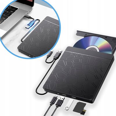 ELECTRONICA 4U Zewnętrzna nagrywarka napęd na płyty CD DVD Hub SD TF USB 3.0 do laptopa ELECTRONICA 4U Zewnętrzna nagrywarka napęd na płyty CD DVD Hub SD TF USB 3.0 do laptopa