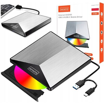 Zenwire Zewnętrzny Napęd Odtwarzacz Dvd Cd Usb-C 3.0 Nagrywarka Do Laptopa Komputer Zenwire Zewnętrzny Napęd Odtwarzacz Dvd Cd Usb-C 3.0 Nagrywarka Do Laptopa Komputer