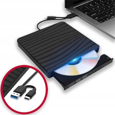 Abitus Zewnętrzny napęd optyczny nagrywarka CD-R DVD-RW z USB 3.0 C do laptopa Abitus Zewnętrzny napęd optyczny nagrywarka CD-R DVD-RW z USB 3.0 C do laptopa