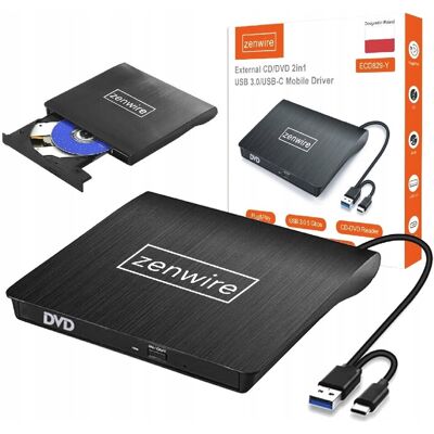 Zenwire Zewnętrzny Przenośny Napęd Dvd Cd Usb 3.0 Nagrywarka Odtwarzacz Płyt Slim Zenwire Zewnętrzny Przenośny Napęd Dvd Cd Usb 3.0 Nagrywarka Odtwarzacz Płyt Slim