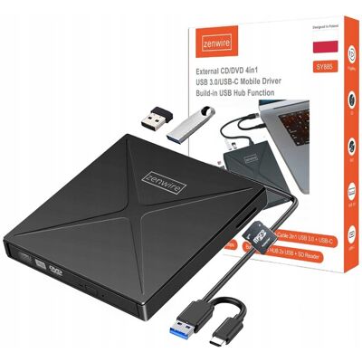Zenwire Zewnętrzny Przenośny Napęd Nagrywarka Odtwarzacz Dvd Cd Rw Usb-C Usb 3.0 Sd Zenwire Zewnętrzny Przenośny Napęd Nagrywarka Odtwarzacz Dvd Cd Rw Usb-C Usb 3.0 Sd