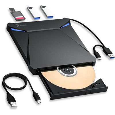 Reagle Napęd Zewnętrzny Dvd Nagrywarka Odtwarzacz Płyt Cd Do Laptopa Pc Usb 3.0 + Czytnik Kart Sd I Tf Reagle Napęd Zewnętrzny Dvd Nagrywarka Odtwarzacz Płyt Cd Do Laptopa Pc Usb 3.0 + Czytnik Kart Sd I Tf