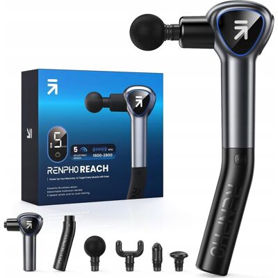 Renpho Reach Mini Pistolet Do Masażu Z Uchwytem Przedłużającym, Czarny Renpho Reach Mini Pistolet Do Masażu Z Uchwytem Przedłużającym, Czarny