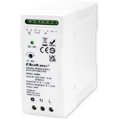 Qoltec Stabilny Zasilacz Na Szynę Din Z Funkcją Ups 40w Qoltec Stabilny Zasilacz Na Szynę Din Z Funkcją Ups 40w