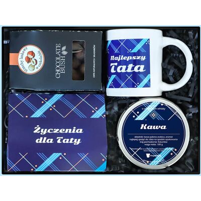 Cup&You Box dla Taty z kawą, zestaw prezentowy idealny na Dzień Ojca - czekoladowa słodkość, kawa, mini zestaw z kawą, kubek, Cup&You Box dla Taty z kawą, zestaw prezentowy idealny na Dzień Ojca - czekoladowa słodkość, kawa, mini zestaw z kawą, kubek,