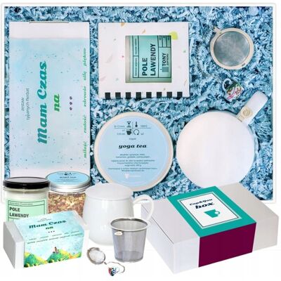 Cup&You BOX prezentowy 'Mam czas na...' - zestaw herbat sypanych świeca sojowa kubek z zaparzaczem - prezent upominek dla kobiety faceta mężczyzny niej niego Cup&You BOX prezentowy 'Mam czas na...' - zestaw herbat sypanych świeca sojowa kubek z zaparzaczem - prezent upominek dla kobiety faceta mężczyzny niej niego